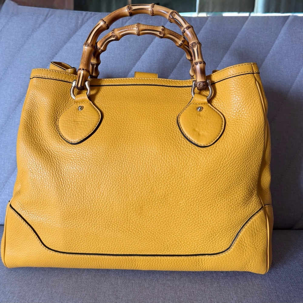 Gucci Yellow Tote with Bamboo Handles